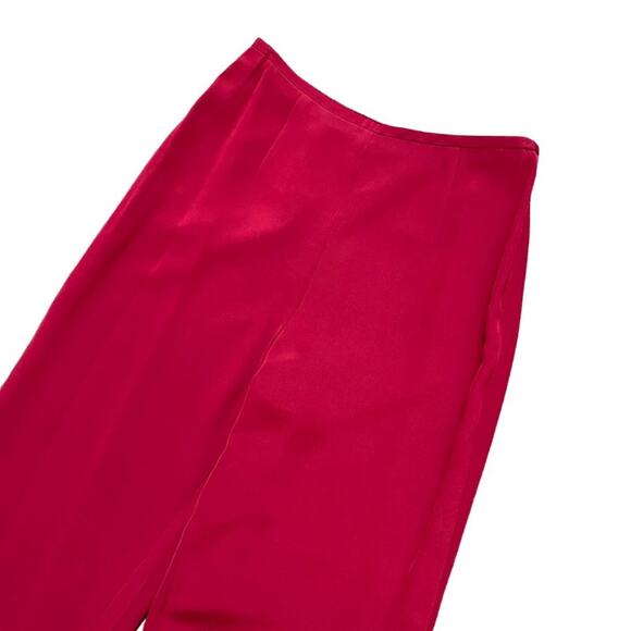 VTG TALBOTS Pure Silk High Rise Straight Leg Lined Pants in Red SZ 8 - Picture 3 of 9